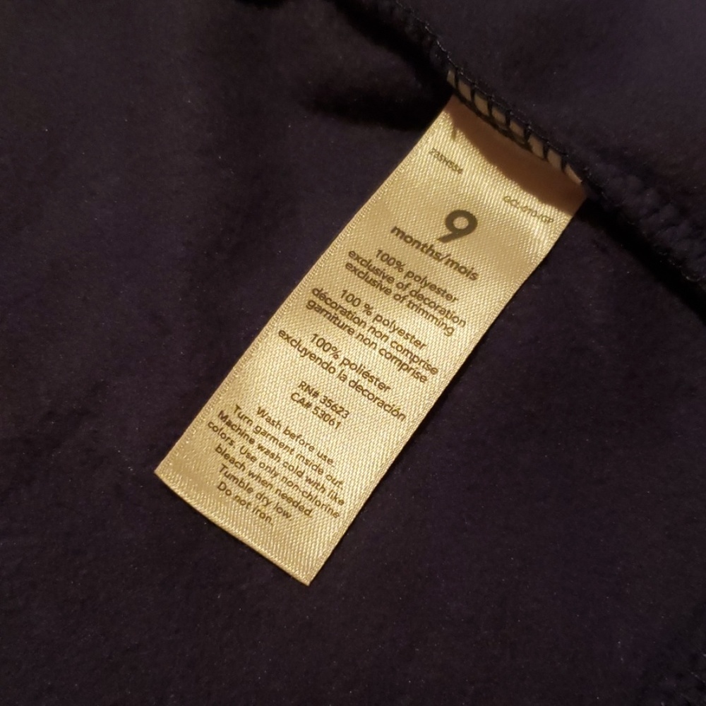 Carter's Blue Fleece Zip Up NWT 9 Months - Picture 3 of 3